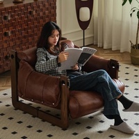 Fauteuil paresseux en bois massif de fabrication chinoise pour salon, fauteuil d'appoint moderne en cuir