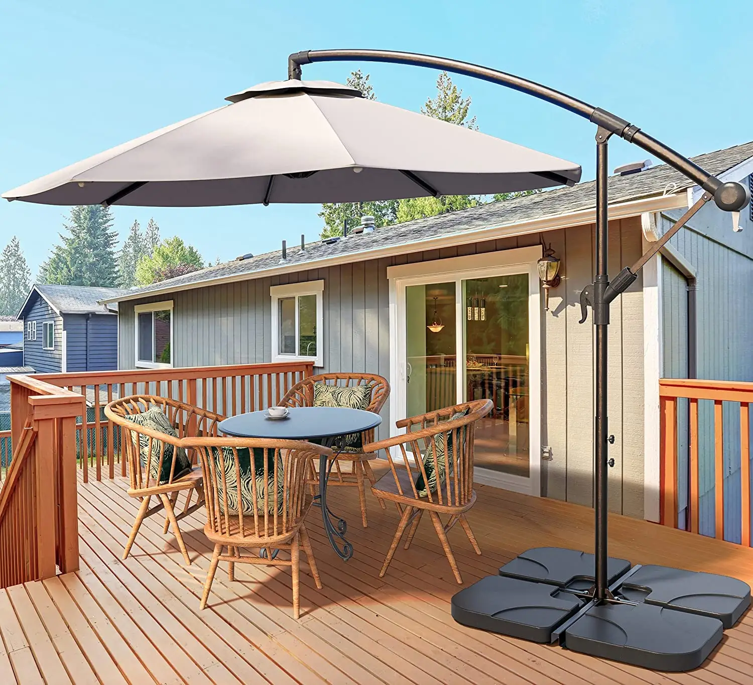 Balkon De Meest Populaire Meubels Zwembad Sea Side Patio Banaan Paraplu 3 Meter Grote Commerciële Tuin Parasols