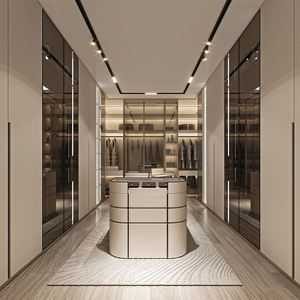 Ensemble de meubles garde-robe à guichet unique du fabricant placard de luxe sur mesure pour chambre à coucher rangement de luxe <span class=keywords><strong>avec</strong></span> portes en verre - Product Image 1