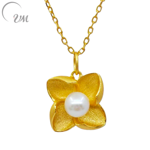 Collier pendentif minimaliste en argent 925 plaqué or UM Jewelry, perle d'eau douce naturelle, unisexe, mariage, fiançailles, fête - Product Image 1