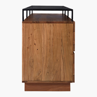 Commode à 6 tiroirs de taille personnalisée en bois avec plateau en verre design moderne couleur noyer pour chambre à coucher