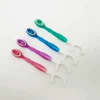 Brosse à dents à double tête avec perles de thé vert menthe, cure-dents et fil dentaire, poils souples et fins, haleine fraîche, OEM ODM, saveurs multicolores