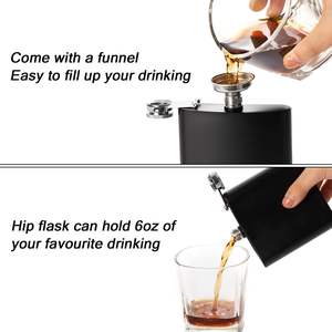 Wholesale Spray <b>Matte</b> <b>Black</b> <b>Paint</b> Travel Portable Outdoor Stainless Steel Hip Flask 1oz-18oz - Product Image 4