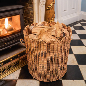 Rattan Storage <b>Basket</b> With Handles Circle Shape For Clothing Neatening Storage Household Use - Product Image 1