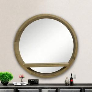 Miroir mural décoratif de style Art déco moderne en bois, cercle design, chambre à coucher, luxe, asymétrique, fait à la main, élégant décor mural - Product Image 4