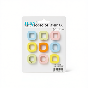 Accessorio in legno quadrato Ilan 22x22mm 10 pezzi per artigianato - Product Image 1