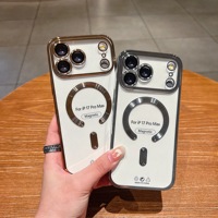 Coque de téléphone magnétique en TPU électroplaqué en promotion pour iPhone 18 17 16 15 14 13 12 11, avec protection transparente de l'appareil photo pour Samsung