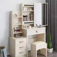 Table de maquillage moderne en bois de luxe avec miroir et éclairage LED, tiroirs pour la maison, le bureau ou la salle de maquillage