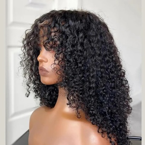 Perruques sans Colle en Dentelle HD Complète, Frisées Afro avec Frange, Cheveux Humains Brésiliens Bruts, Perruques Frontales en Dentelle HD - Product Image 4