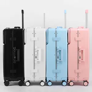 2024 nouveauté multifonctionnel ABS bagages avant ouvert valise avec porte-gobelet bagage rigide