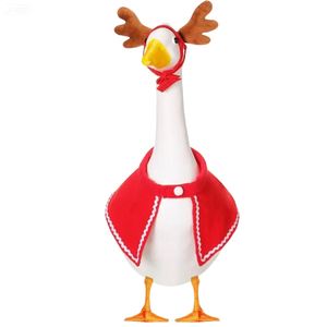 Christmas Outfit Reindeer Hat and Cape Lawn Porch Clothes Xmas Plastic Goose Costume for Outdoor Art Decoration - Product Image 1