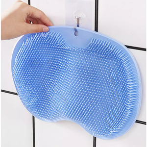 Silicone Bath Brush Wall Mounted Oval Back Scrubber Massage Brush For Shower Body Care Blue Pink Yellow Green - Product Image 3