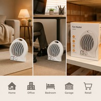 Ventilateur chauffant électrique portable en céramique PTC, mini radiateur de bureau pour pièce, 2 niveaux de chaleur 1000W 2000W, protection contre la surchauffe, fusible VDE, pour bureau
