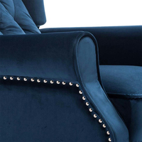 Multifunktionaler Vintage-Samt-Nietsofa mit Massage- und Wärmefunktion, Einzelsitz, Push-Back-Relaxsessel (Blau)