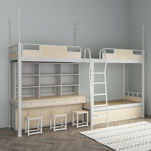 Litera doble sobre litera completa para niños, litera de acero con armario para adultos - Product Image 6