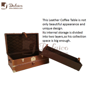 Tủ Hấp Bằng Da Màu Nâu Cổ Điển Phòng Khách Bàn Cà Phê Có Ngăn Đựng - Product Image 5