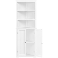 24 ans Offre Spéciale Armoire de rangement de salle de bain style simple Armoire d'angle haute double porte avec espace de rangement blanc pour salle de bain