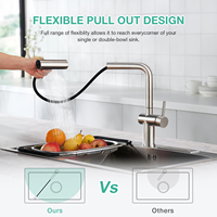 4 Modes de fonction d'eau Robinet de cuisine 2 en 1 avec cascade et distributeur de savon