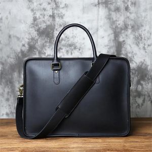 Maletín de Cuero Genuino para Hombre, Estilo Casual de Negocios, con Correa Cruzada, para Portátiles de 16 Pulgadas, con Cierre de Cremallera, OEM/ODM - Product Image 2