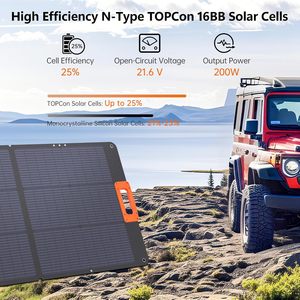 Panel Solar Portátil Plegable de 200W y 8.4KG para Estaciones de Energía EF/Jackery/<span class=keywords><strong>Bluetti</strong></span>/Anker, 23% de Alta Eficiencia, para Camping y Autocaravanas - Product Image 3