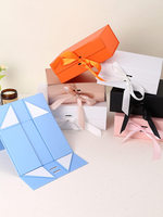 Einfarbige Minimalistische Schleifenband-Klappbox Einteilige Faltbare Geschenkbox Magnetverschluss Laminierte Oberfläche Vierfarbiger Druck