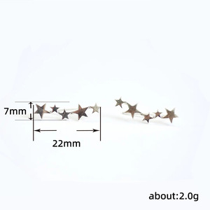 Orecchini a clip a forma di stella a cinque punte per donna, in ottone, classici, minimalisti, alla moda, accessori per l'uso quotidiano - Product Image 3