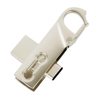 Clé USB OTG double interface en gros, rotative, en métal, avec mousqueton, type C, pour stockage de données