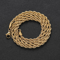 Chaîne de cou Hip-Hop torsadée pour homme en acier inoxydable, tailles 2mm-5mm, plusieurs tailles et couleurs assorties