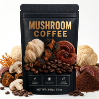 Poudre de café aux champignons Reishi Qinshantang, Ganoderma biologique, mélange instantané, énergie, stimulation immunitaire, OEM, étiquette privée, en vrac