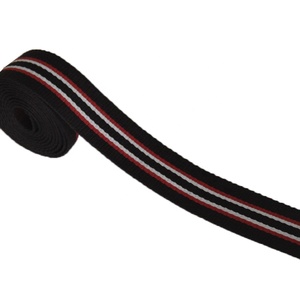 Pita Sabuk Webbing Poliester/Katun Bergaris Jacquard Ramah Lingkungan Berkualitas Tinggi Liman Warna Kopi/Merah/Putih Tebal 2mm Lebar 38mm Untuk Tas - Product Image 2