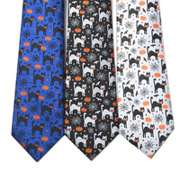 Yili hommes Halloween cravate chat noir chat blanc citrouille lanterne chauve-souris toile d'araignée Polyester affaires décontracté cravate formelle