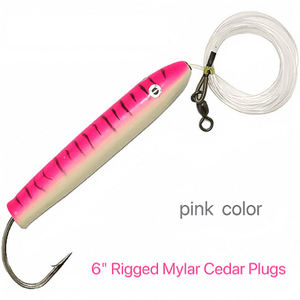 Trolling Lure 6 "Rigged Cedar Plugs150mm 70g Gancho de Troll de hundimiento de madera para atún pez vela Lápiz Cebo de pesca - Product Image 2