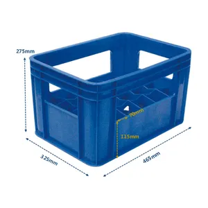 Op Maat Gemaakte Mesh Plastic Pakket Krat Glas Wijn Sap Fles Krat Met Gard Opslag Transport Dozen 24 Glas Bier Krat