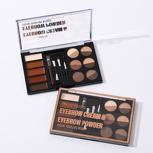 Professional Custom Logo Waterproof 6 Colors Eyebrow <strong>Stamp</strong> Powder Highlighter Wax <strong>Brow</strong> 10pcs Stencil Makeup <strong>Kit</strong> - Product Image 1