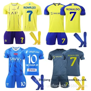 Completi Estivi per Bambini della Lega Saudita Al-Nassr Al-Hilal, Maglia da Calcio Casa/Trasferta a Maniche Corte in Poliestere/Cotone - Product Image 2