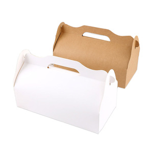 Hot sale custom paper mache craft boxes 14x10.5x11.8cm carry handle paper cake box for food Caja de regalo