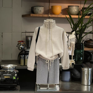 Blusa Feminina de Manga Longa com Gola Botão Estilo Hong Kong, Meio Zíper, Primavera e Outono, Estilo Coreano - Product Image 1