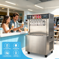 Machine à crème glacée molle multi-saveurs à haut rendement en acier inoxydable, équipement de fabrication de crème glacée pour l'été, longue durée de vie
