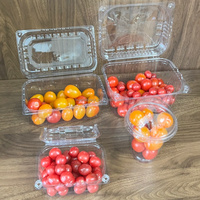 Contenants jetables transparents en PET de 500g avec trous d'aération, coques à clapet haute transparence pour tomates et salades