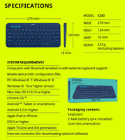 Clavier LED silencieux sans fil K380 pour ordinateur portable téléphone portable portable pour Logi-tech