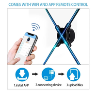 Proyector de Ventilador Holográfico 3D con WiFi y Letrero LED |   Pantalla HD de 1080P con 4 Paneles y Control Inteligente por Aplicación para Comercio Minorista y Publicidad