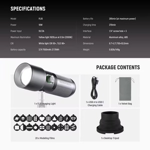 Pour <span class=keywords><strong>NEEWER</strong></span> FL10 Portable 10W LED projecteur vidéo 7500mAh lampe de poche avec 4 couleurs 20 filtres Gobo photographie de Construction en métal - Product Image 6