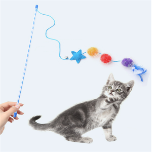 Interactive Plastic Pet Toy Toys Pets Felt Star Glitter <b>Ball</b> Feather Teasing Stick Self Playing Cat Teaser Movement Toy for Cats - Product Image 6