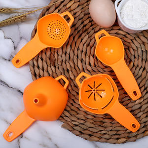 Baking Tools <b>Set</b> <b>Measuring</b> <b>Cup</b> Spoon Funnel Sieve Egg Strainer PP Material Dishwasher Safe Orange Green Yellow Pink 6Pcs - Product Image 5