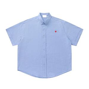 Chemise à manches courtes en coton pour <span class=keywords><strong>homme</strong></span> avec col montant Ami, vêtement décontracté de haute qualité pour l'été, brodée, populaire à <span class=keywords><strong>Paris</strong></span> - Product Image 6
