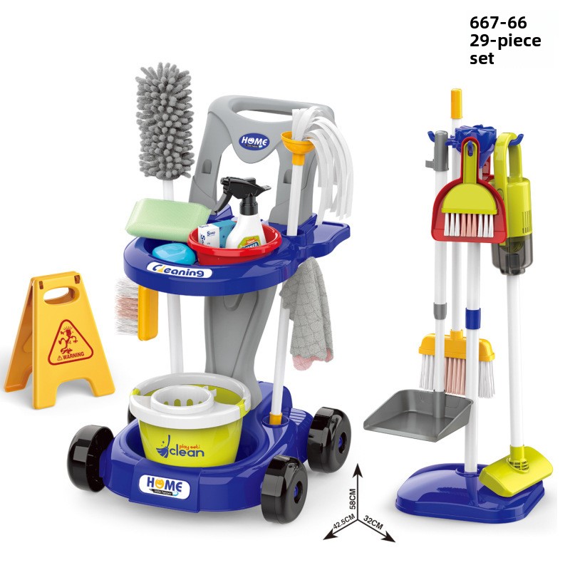 667-66 set carrello per pulizia blu-29 pezzi aspirapolvere
