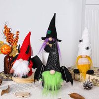 Décorations d'Halloween : Adorables sorcières, chauves-souris, gnomes sans visage, poupées fantômes en tissu floqué, style européen, ornements de fête