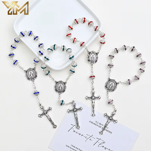 <span class=keywords><strong>Bracelet</strong></span> de prière multicolore en perles de <span class=keywords><strong>strass</strong></span> et zircon, réglable, avec médaille de la Sainte Vierge Marie et croix de Jésus - Product Image 1