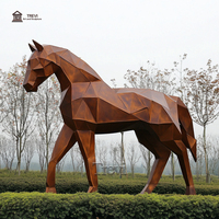 Sculpture d'art animalier rouille de jardin Statue de cheval géométrique en acier corten à vendre