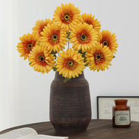 Promo Besar-besaran Grosir Pabrik Bunga Gerbera Artificial 10 Tangkai Warna Musim Gugur untuk Dekorasi Rumah, Pernikahan, dan Acara, Rangkaian Bunga